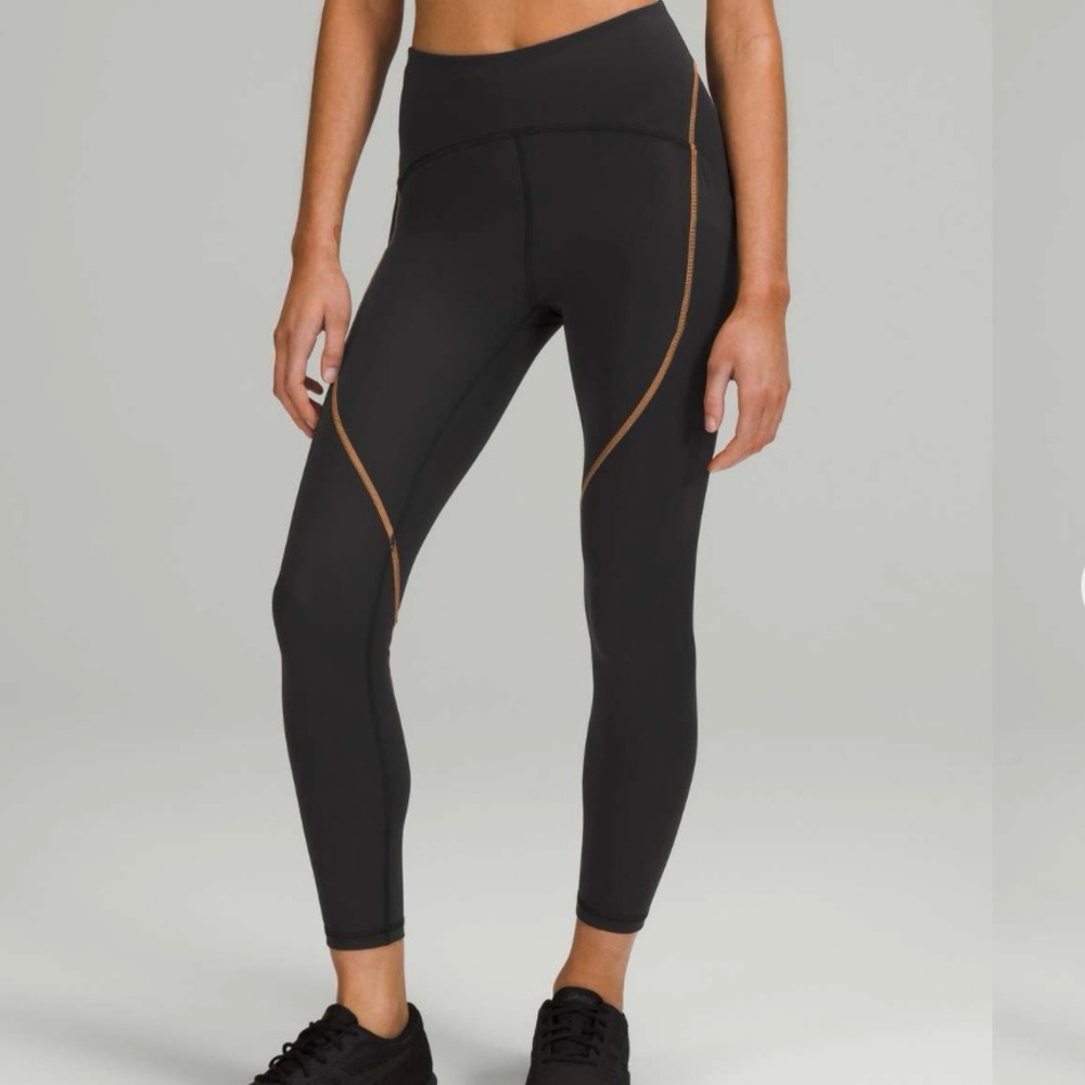 LULULEMON X BARRYS Black Power Thru High Rise Colour Seam Active Leggings Size 2